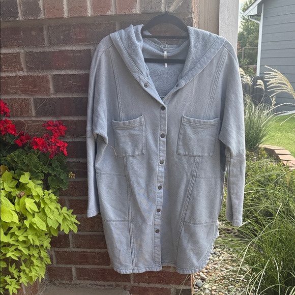 Free People Light Blue Hooded Jacket - Picture 2 of 16